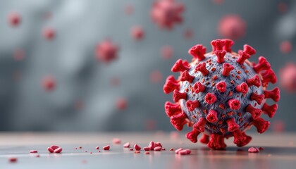 Closeup Spherical Viral Particle with Spike Structures