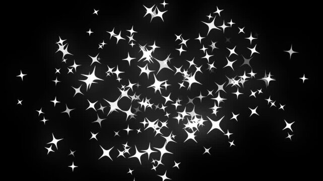 white glitter sparkle stars twinkle burst, magic dust fairy trail animation, shimmering glow shine light particles transition on black screen background 4k - Powered by Adobe