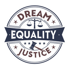Illustration of dream equality justice isolated on white background, promoting fairness and equal rights for all individuals