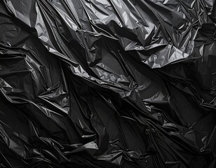 Crumpled black plastic sheet