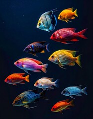 Vibrant fish school