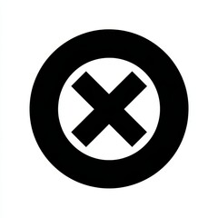 Fototapeta premium Simple black cross mark symbol inside a circle graphic for digital media and design projects isolated on white background