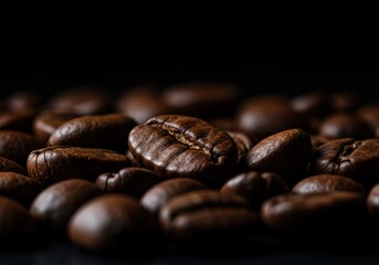 Close-up shot of roasted coffee beans