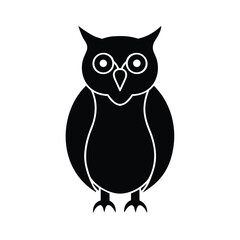 Minimalist black owl silhouette on a clean white background for graphic design