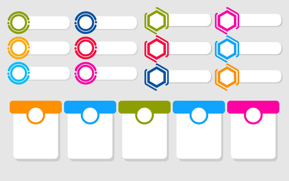 Infographic template for data representation with circular and hexagonal elements.