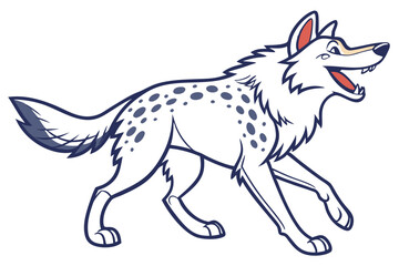 Cartoon Spotted Hyena Running on White Background Cute Animal Design