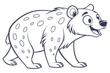 Cartoon Spotted Hyena Standing and Smiling Isolated on White Background