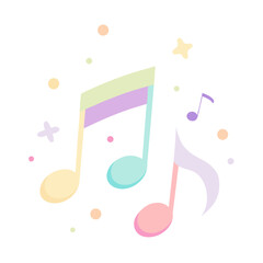 Pastel music notes floating with colorful shapes create whimsical dreamy illustration for music lovers and creative projects