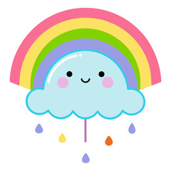 Cute Cartoon Cloud with Rainbow Illustration Vector Design a Whimsical and Fun Graphic