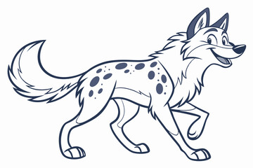 Cartoon Spotted Hyena Trotting with Joyful Expression on White Background Design
