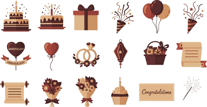 Celebration anniversary cake gift balloons party rings congratulations