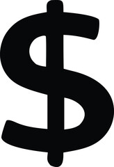 Bold black dollar sign symbol represents money finance wealth and financial transactions economic symbol for commerce business and investment opportunities