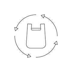 Recycling Arrows Surrounding Plastic Bag Line Art Icon