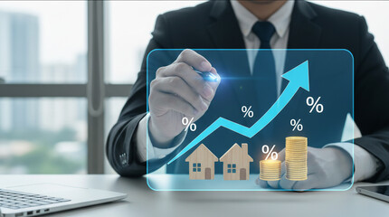 Property Investment and Financial Growth with Futuristic Hologram