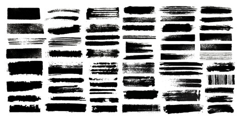 set of stained scratched grunge paint ink brush strokes, Set of grunge brushes featuring distressed textures, grunge old stained abstract scratched paint box with diverse brush strokes.	