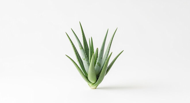 Vibrant Green Aloe Vera Plant Isolated on Clean White Background - Natural Succulent for Health and Skincare - Powered by Adobe