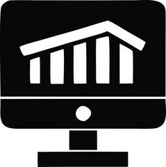 Computer monitor displaying upward trend bar chart business growth financial analysis data visualization concept