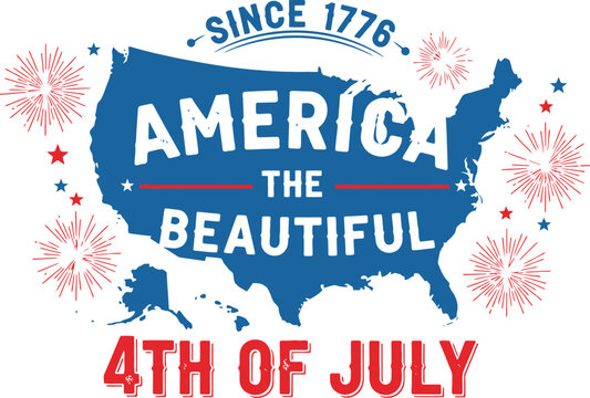 Celebrate Independence Day with patriotic USA map graphic and fireworks