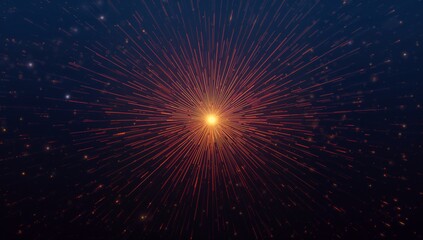 Radiant cosmic explosion with fiery orange burst and streaks of starlight in space.