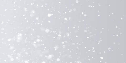 Silver Sparkling Lights Festive background with various falling snows, Silver and white snow confetti sparkles, Abstract sparkles grey and white bokeh lights and stars with various particles.