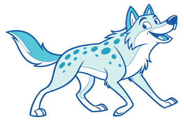 Cartoon Spotted Wolf Walking With Smile Illustration, White Background