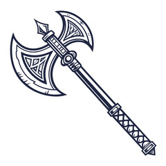 Vintage battle axe with sharp blade