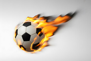 Burning soccer ball with flames in motion sports concept