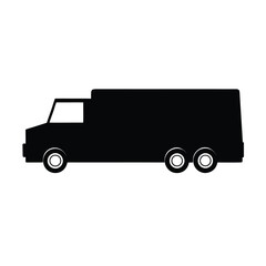 Minimalist black truck silhouette on a clean white background design