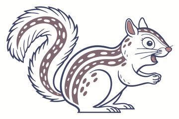 Cartoon Squirrel with Bushy Tail on White Background