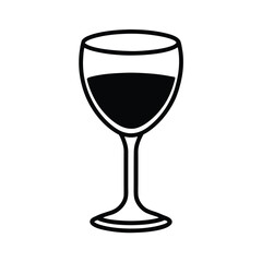 Elegant black silhouette of a wine glass on a clean white background