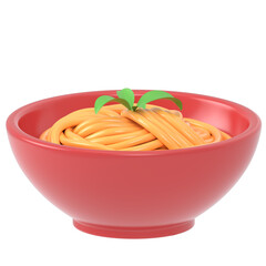 bowl of pasta 3d render icon in cartoon plastic style minimal isolated on transparent white background	
