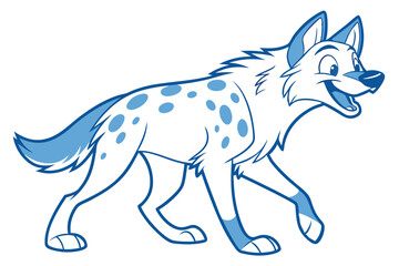 Cartoon Style Spotted Hyena Walking with White Background