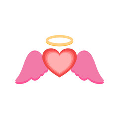 flying heart with wings flat cartoon design. vector illustration