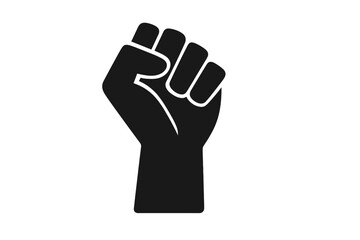 Raised fist vector icon for protest, freedom, and strength. Symbol of power, success, achievement, and revolution. Clenched hand graphic for social justice, resistance, solidarity.