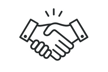 Obraz premium Firm handshake icon. Symbol of trust, agreement, partnership, deal, and cooperation. Business contract and success concept. Vector thin line art of friends, respect, bond, and teamwork.