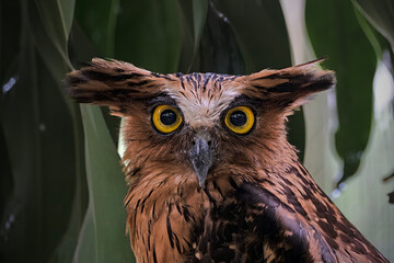 This striking bird is a Buffy Fish Owl