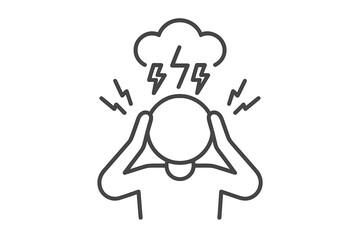 Panic attack vector icon showing emotional overload and stress symptoms. Concept for anxiety crisis, mental health issues, burnout, depression, fear, headache, and despair.