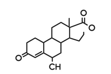 Testosterone molecular structure vector illustration, thin line chemical formula icon, transparent background, anabolic steroid hormone concept, science education, ordered set graphic resource