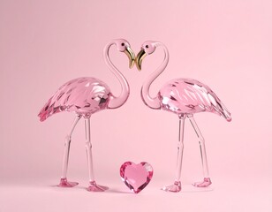 Obraz premium クリスタルでできたフラミンゴ