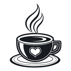 Black color National Hot Chocolate Day Design, Solid White Background (10).eps