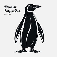 Adorable Watercolor Penguins: Winter Wonderland, National Penguin Day Card Design.