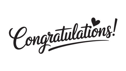 Elegant congratulations calligraphy with heart decorative vector lettering for greeting cards invitations and celebrations Isolated on White Background