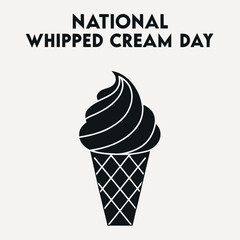 Black color National Whipped Cream Day Design, Solid White Background (12).eps