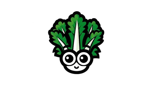 Cartoon green vegetable character illustration on white background