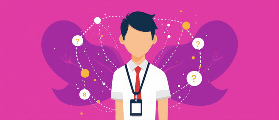 Professional Wearing Blank Lanyard Badge.