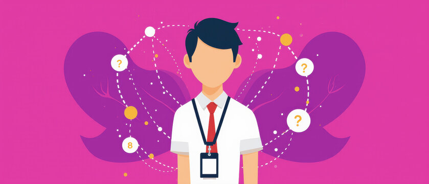 Professional Wearing Blank Lanyard Badge.