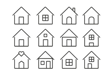 Fototapeta premium House line icon set. Home vector collection. Minimalist linear pictogram pack for web design, apps, and real estate. Simple outline symbol with editable stroke. Homepage button.