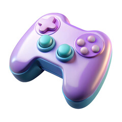 Pastel colored video game controller floating in a dark space 3d illustration isolated on transparent background