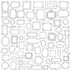 Collection of hand drawn sketchy frames and borders