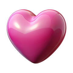 Fototapeta premium Glossy pink heart symbol on background romance valentines day love concept passion and affection 3d illustration isolated on transparent background